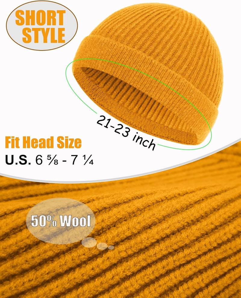 Roybens Short Fisherman Beanie for Men Women, Wool Warm Winter Hat, Swag Knit Cuff Soft Trawler Beanies Watch Cap Skull Caps - Image 5
